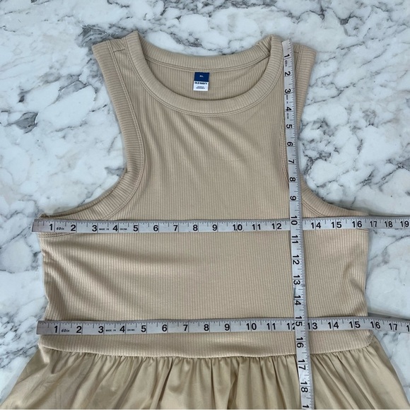 Old Navy Fit & Flare High-Neck Combination Midi Dress Sleeveless Tan Size XL - Picture 10 of 15